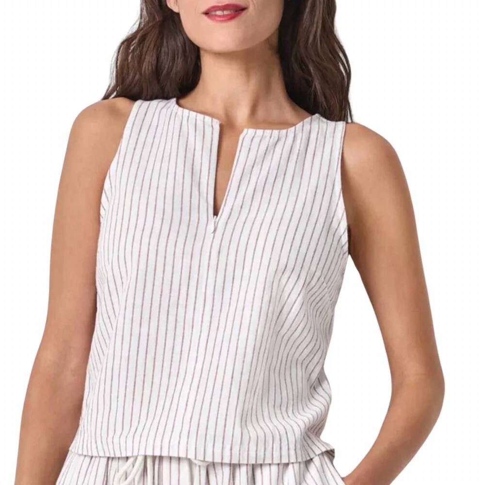 NEW LILLA P sleeveless zip top in bark stripe